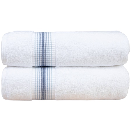 Arkwright Home Aston & Arden Turkish Striped Bath Towel 30x60 Crystal (2pk) BT-STT-3060-18-CYT